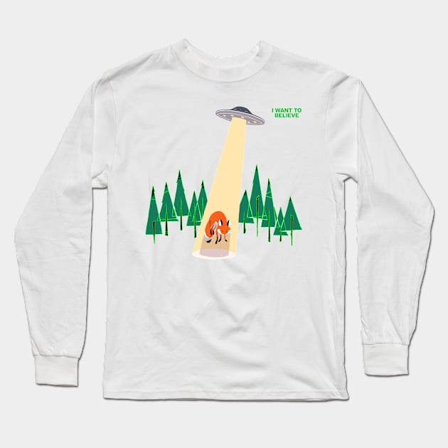 I want to believe fox Long Sleeve T-Shirt by tumblebuggie